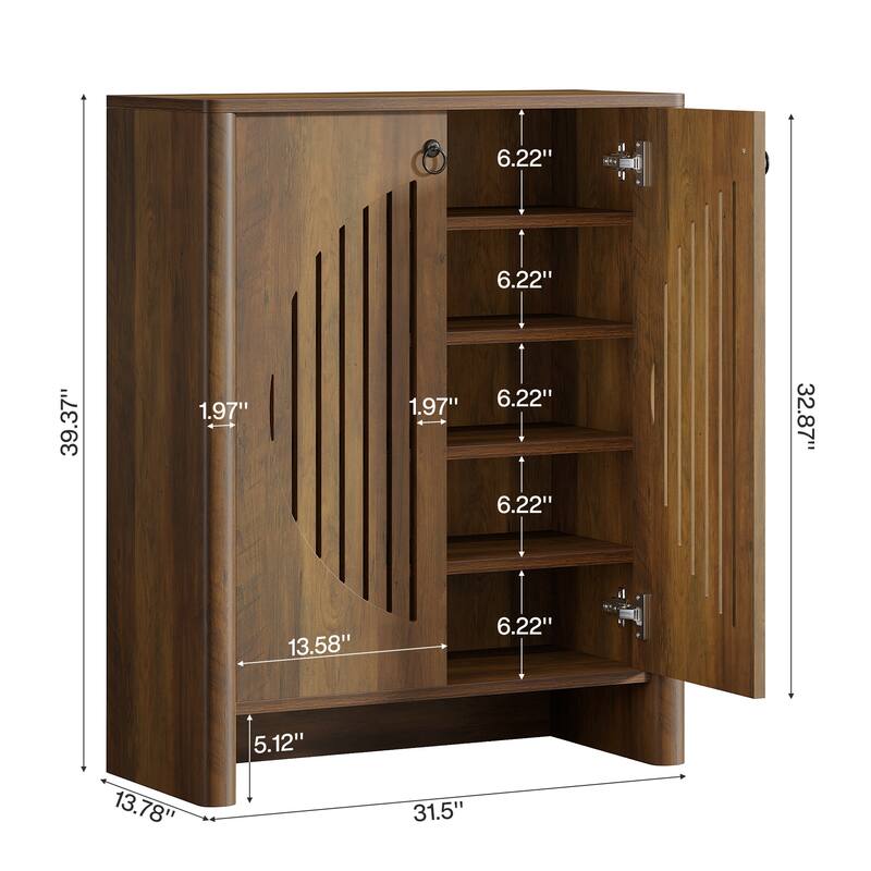 5 Tier Shoe Storage Cabinet with Doors for Entryway/ Hallway/ Closet