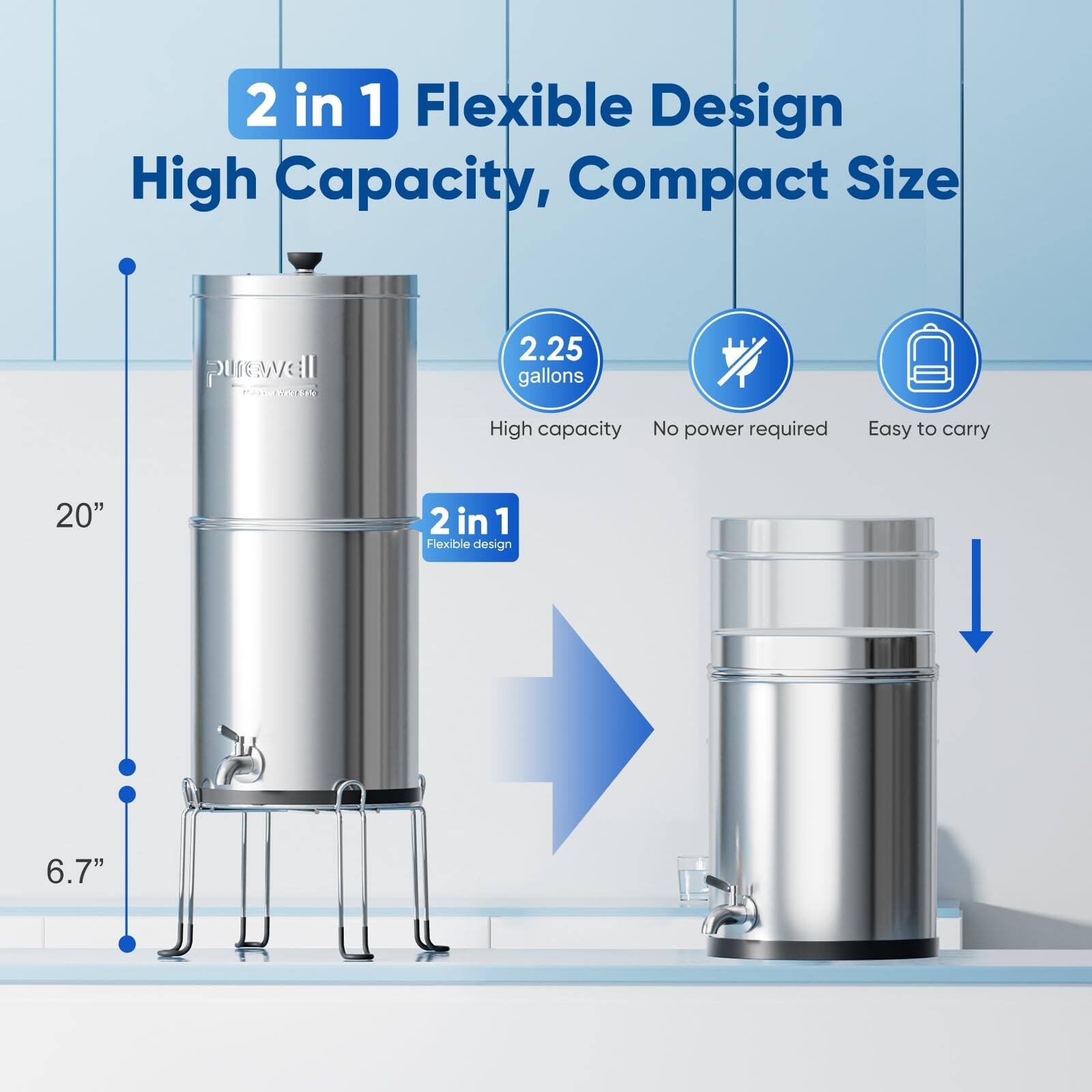 3 Stage Ultra Filtration Gravity Water Filter System NSF/ANSI 42 372
