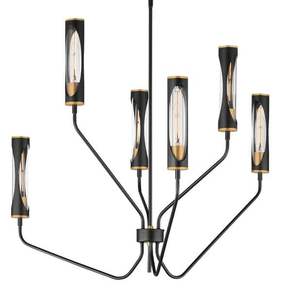 slide 2 of 7, Maxim 16176 Regent 6 Light 36" Wide LED Abstract Chandelier Black / Antique Brass