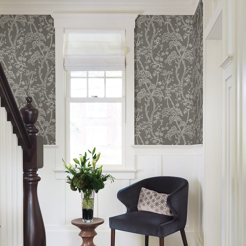 A-Street Prints Bonsai Grey Tree Wallpaper