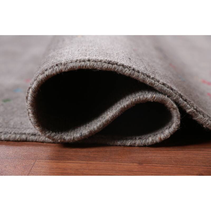 Gabbeh Indian Area Rug Hand-Knotted Wool Carpet - 7'10" x 9'9"
