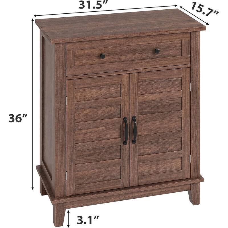 Farmhouse Storage Cabinet, 3-Tiers Adjustable Shelf, Multi-Functional Entryway Cabinet