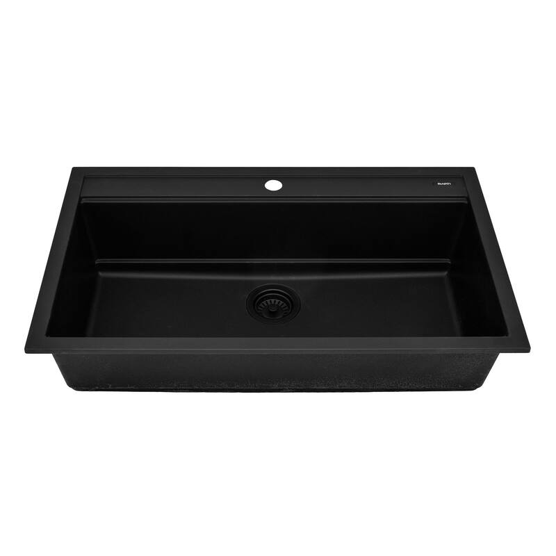 Ruvati 34-inch epiCube Granite Composite Workstation Matte Black Drop-in Kitchen Sink - RVG1634BK