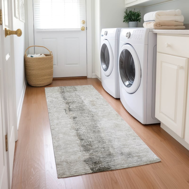 Machine Washable Indoor/ Outdoor Chantille Modern Contemporary Rug - Taupe - 2'3" x 7'6"