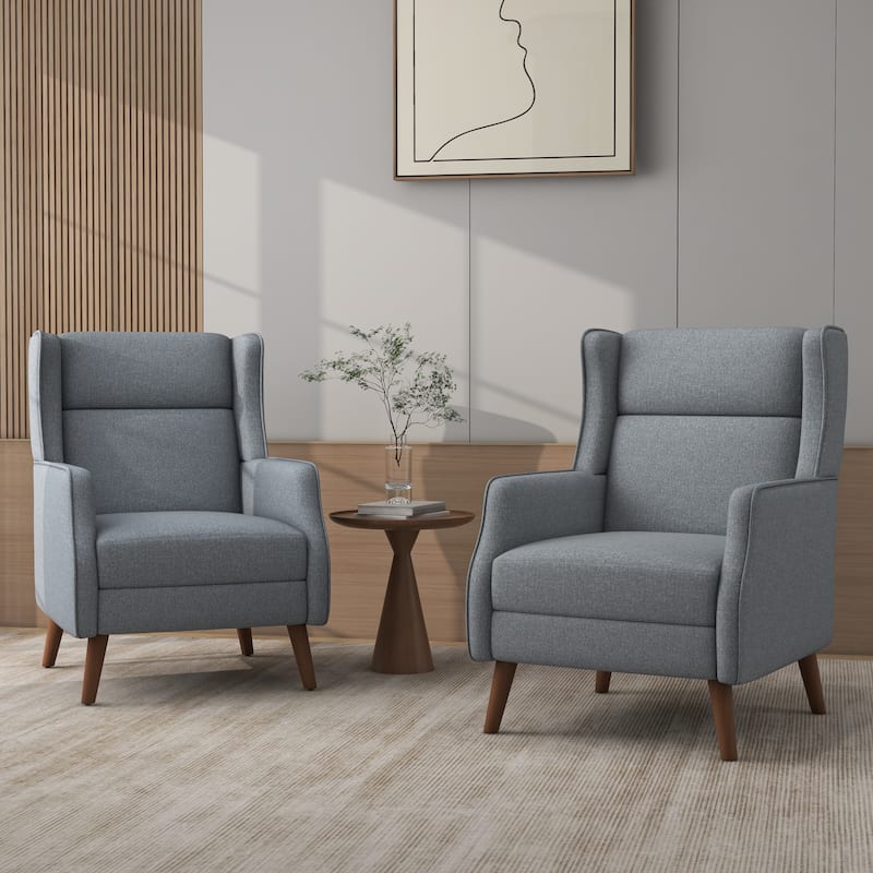 Modern High Back Cotton Linen Accent Chair