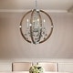 preview thumbnail 6 of 12, 4 Light Farmhouse Wood Globe Chandelier Candle Style Pendant Light - W:22"