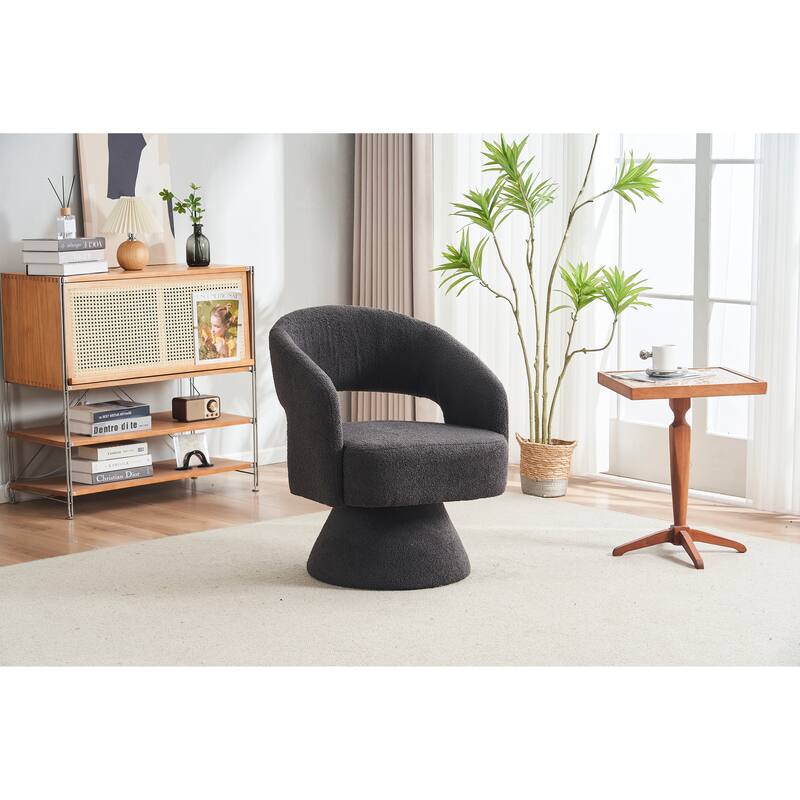 Swivel Accent Chair Armchair, Round Barrel Chair in Fabric for Living Room