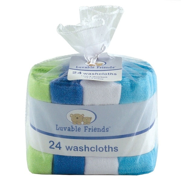 slide 1 of 1, Luvable Friends Baby Boy Super Soft Bundle Washcloths, Blue, One Size - Blue - One Size One Size - Blue