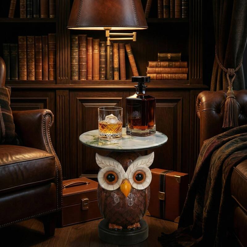 Owl Accent Table Animal Statue End Tables Livingroom