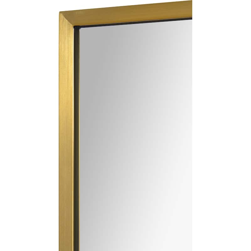 Renwil Raydon Satin brass Rectangular Wall Mirror - Clear - Large
