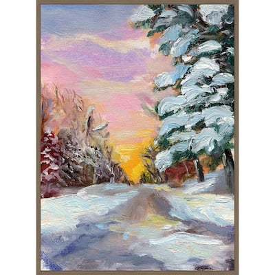 Sunset in Winter by Sandra Iafrate Framed Canvas Wall Art Print - Sylvie Dark Gold