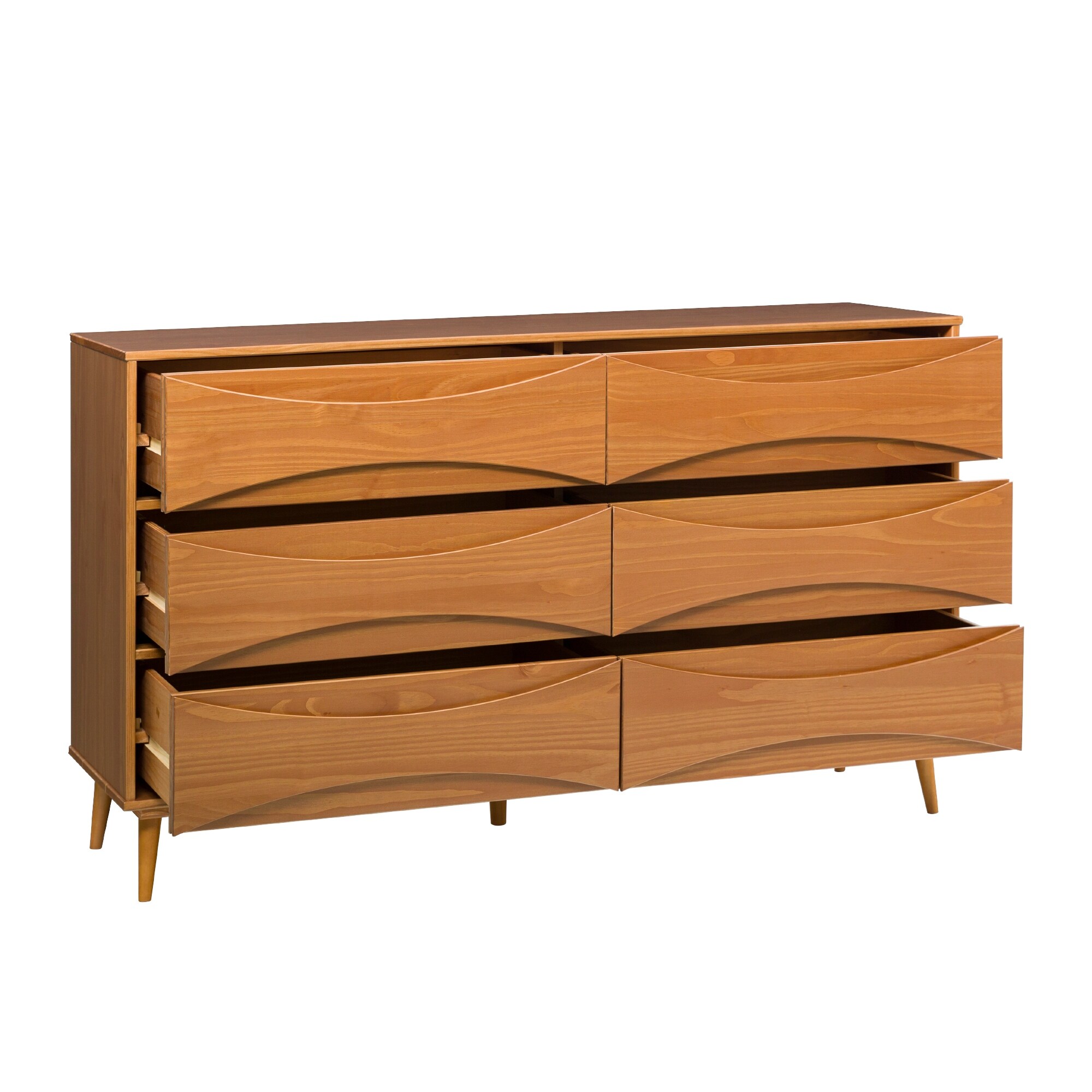 walker edison mid century modern dresser Atticus Solid Wood Mid-Century Modern Dresser, Caramel