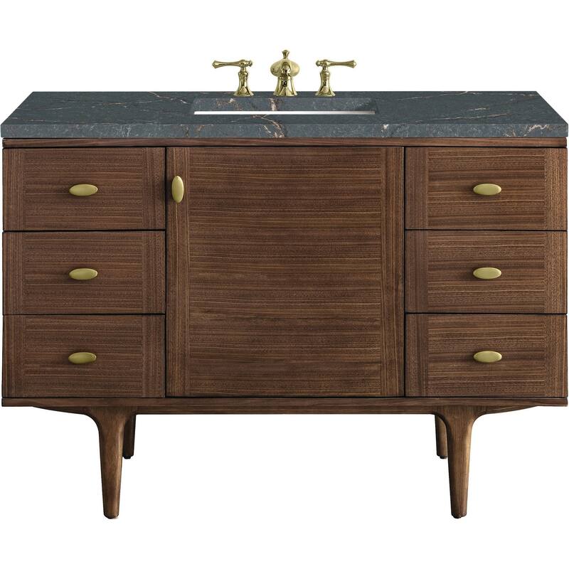 James Martin Vanities 670-V48-FPBL Amberly 48" Wall Mounted or Free - Mid-Century Walnut - Walnut Finish