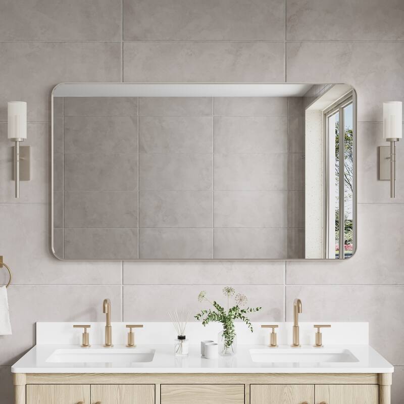 Modern Bathroom Rectangular Wall Mounted Anodized Aluminum Framed Vanity Mirror