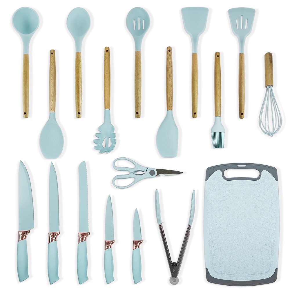 Cook with Color Silicone Kitchen Utensils 5 Piece Set, Spoon, Baster,  Spoonula, Spatula & Scraper 