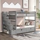 preview thumbnail 10 of 16, Nestfair Full Over Full Bunk Bed with Shelves and 6 Storage Drawers Grey