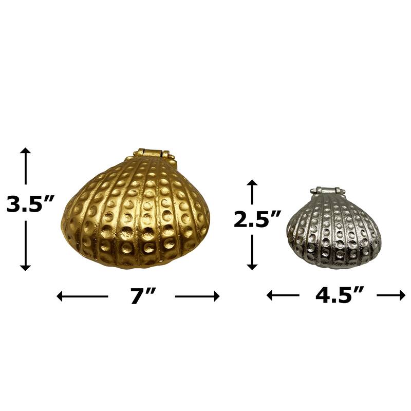 Set of 2 Decorative Handmade Aluminum Shell Shape Bowl - Set of 2