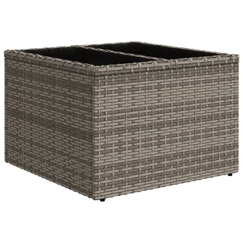 vidaXL 7 Piece Patio Sofa Set with Cushions Grey Poly Rattan - 24.4" x 24.4" x 27.2"