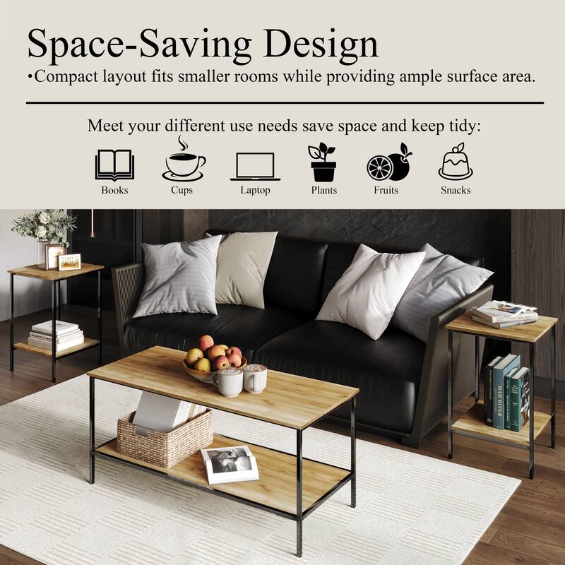 CraftPorch Simple 3- Pieces Coffee Table Set