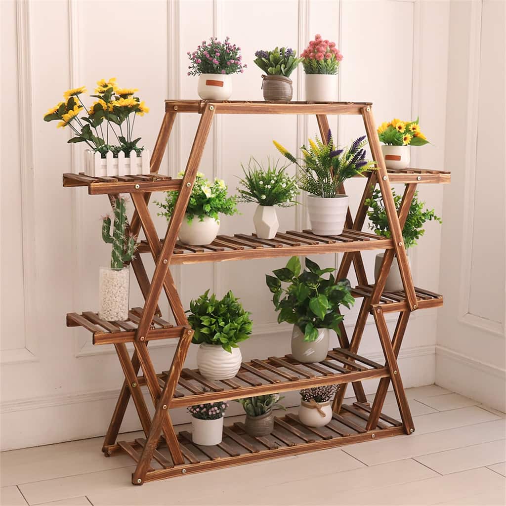 8 Tiers Wooden Flower Holder, Tiered Plant Rack for Garden, Balcony, Patio, Corner, Window, Living Room Decor