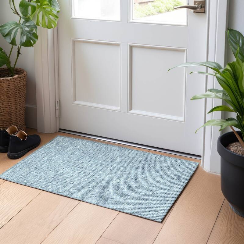 Machine Washable Indoor/ Outdoor Chantille Contemporary Stripe Rug