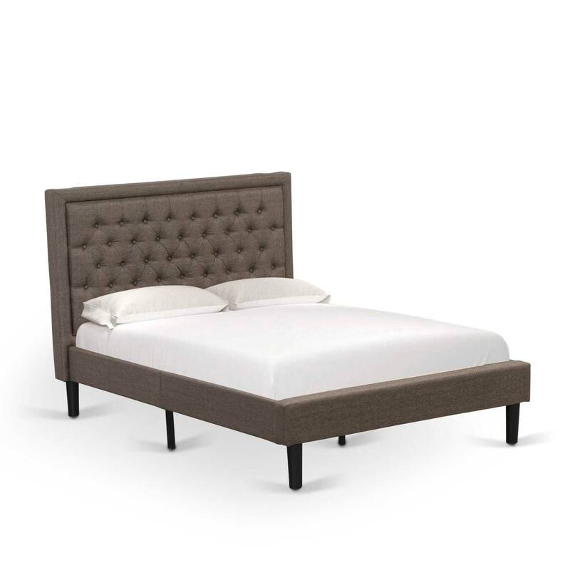 Full Bed Frame Upholstered Linen Headboard - Modern Bedroom Furniture with Black Legs