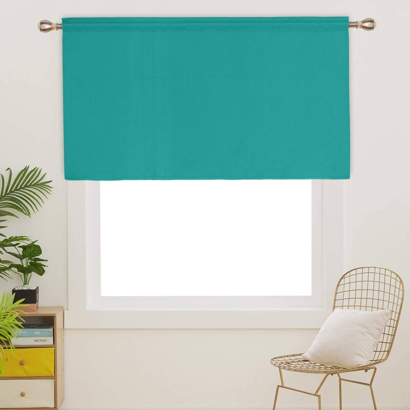 Rod Pocket Solid Window Valance for Kitchen (2 Panels)
