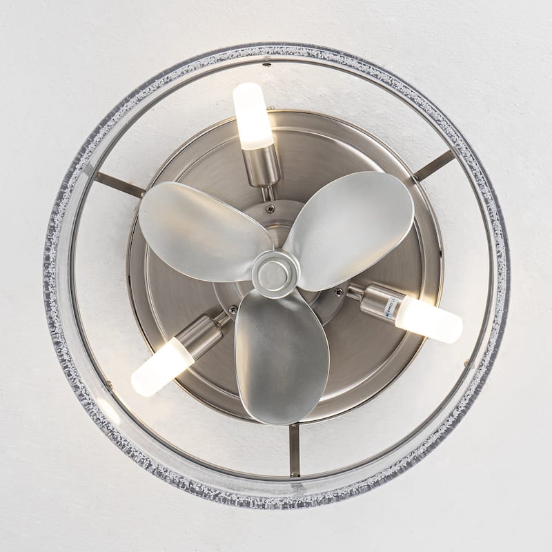 13" 3-Light Satin Nickel Flush Mount Ceiling Fan with Light