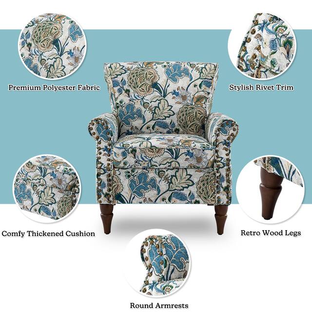 HULALA HOME Nailhead Trim Traditional Accent Armchair with Rolled Arms