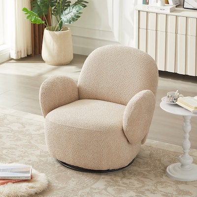 Fabric Swivel Accent Chair With Metal Legs