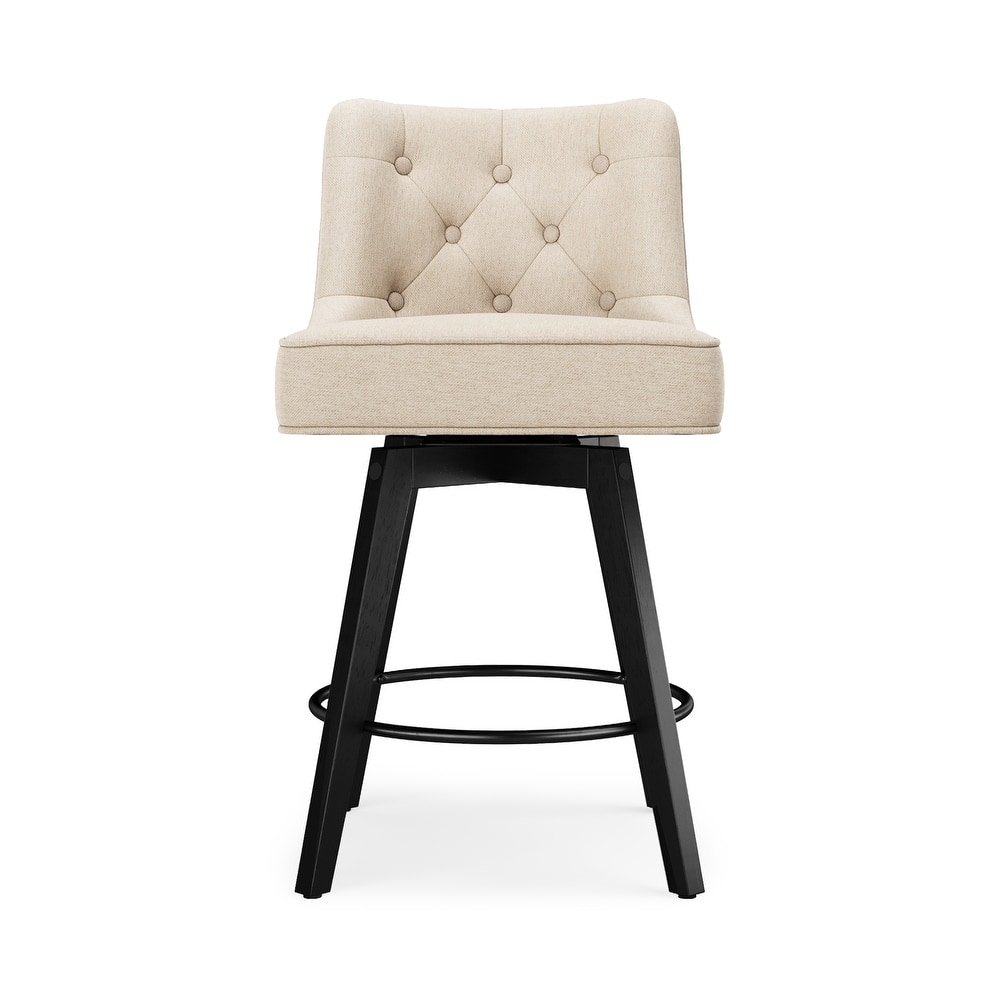 Modern 26.in Swivel Bar stool Upholstered Wooden Counter Height Footrest Armless Stool with Back