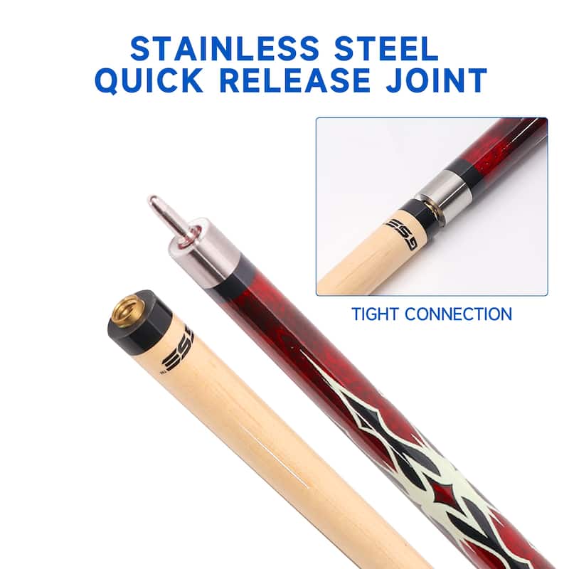 GSE™ Set of 6 Canadian Maple Hardwood Billiard Pool Cue Sticks. 58" 2-Piece Pool Cue Set for House or Commercial Use
