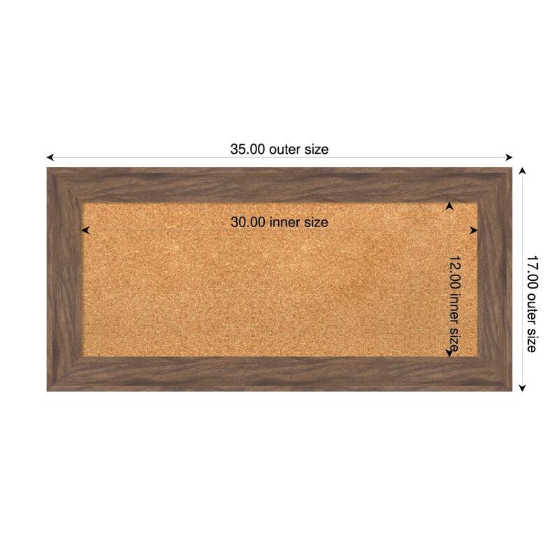 Pia Medium Brown Framed Cork Board - Bulletin Board, Organization Board, Pin Board - Natural - 35 x 17 in