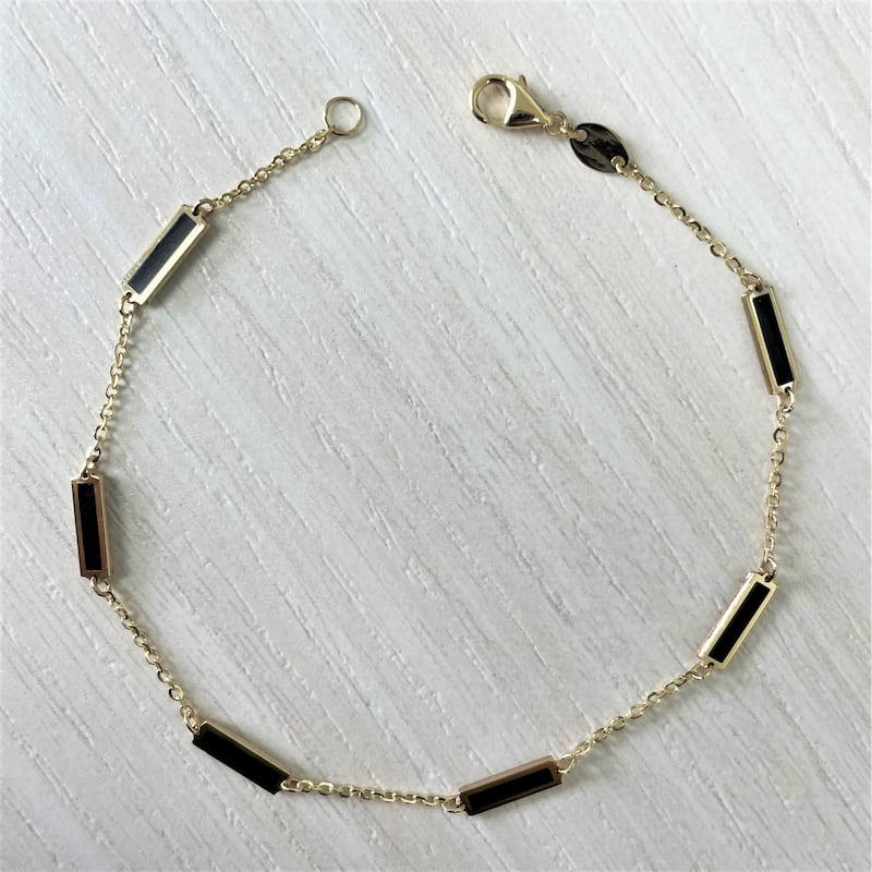 Joelle Collection Onyx Stackable Bar Bracelet - 14K Gold Onyx Bracelet