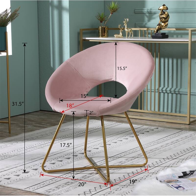 Velvet Upholstered Accent Chair with Gold Tone Finished Base
