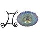 preview thumbnail 4 of 3, Solar Blue Geometric Glass Bird Bath With Stand