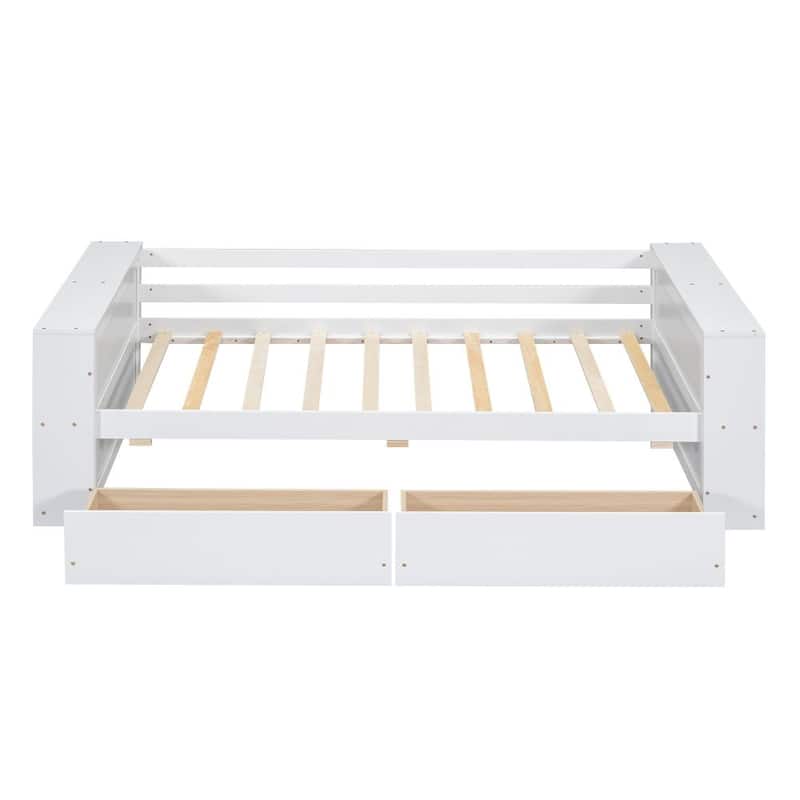 Twin Size Pine Daybed with Shelves and Drawers