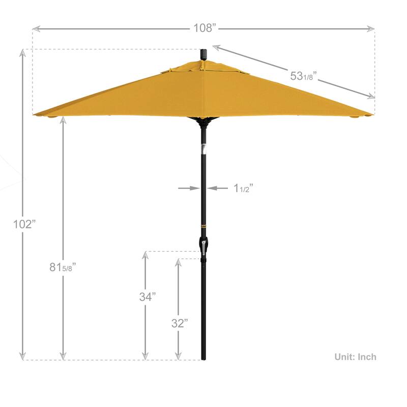 California Umbrella 9' Round Crank Lift Push Button Tilt Black Aluminum Patio Umbrella with Pacifica Pacific Blue Fabric