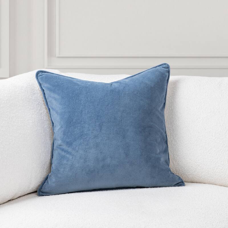 Memoir Corduroy Fabric Throw Pillow - Sea Blue