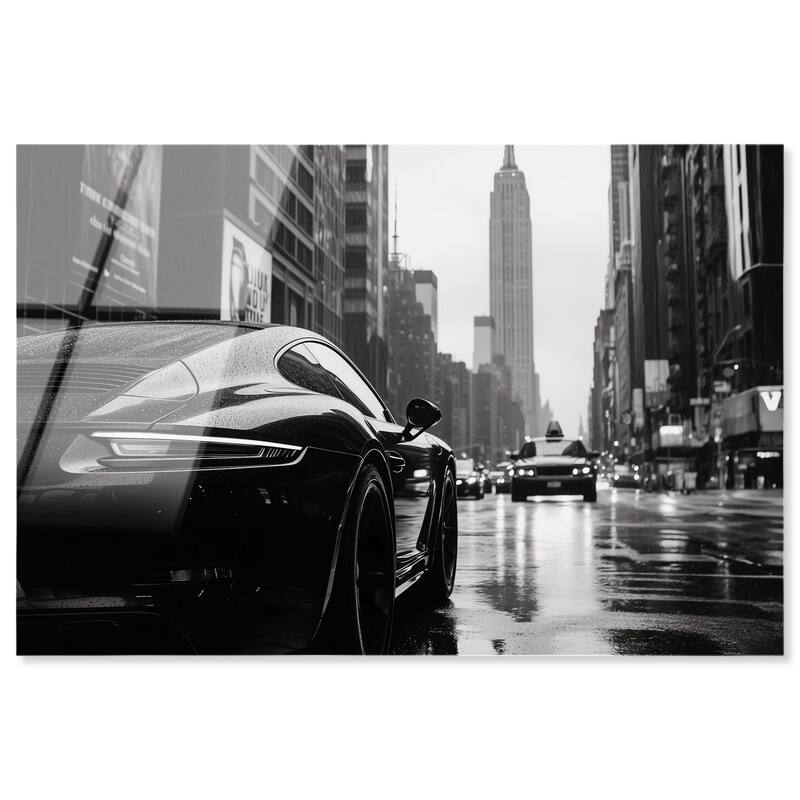 Rainy Day New York Acrylic by Art Remedy, Ready to Hang - 15" x 10"