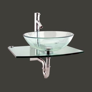 Kokols Wall Mount Vanity And Glass Vessel Sink Combo