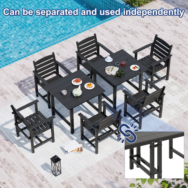 7-Piece HDPE Outdoor Dining Table Sets