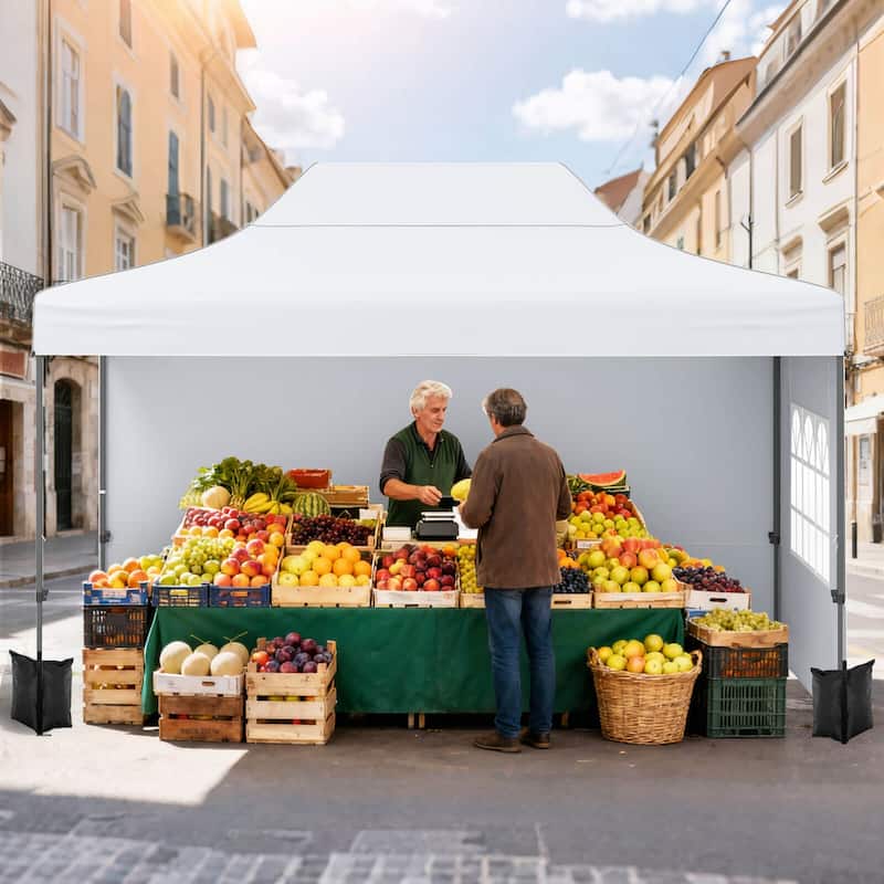 Costway 10 X 14 FT Pop up Canopy Tent with 4 Sidewalls, Wheeled Bag, 4 - See Details