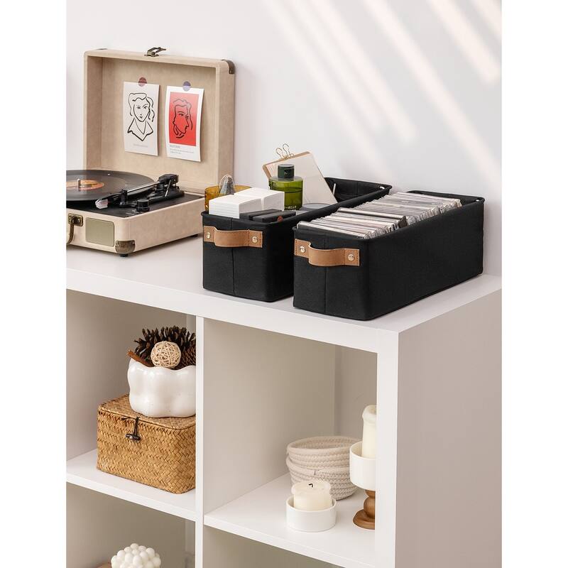 2-Pack Narrow Fabric Storage Bins, Small Basket for Closet and Shelves - 15"L x 6"W x 5"H