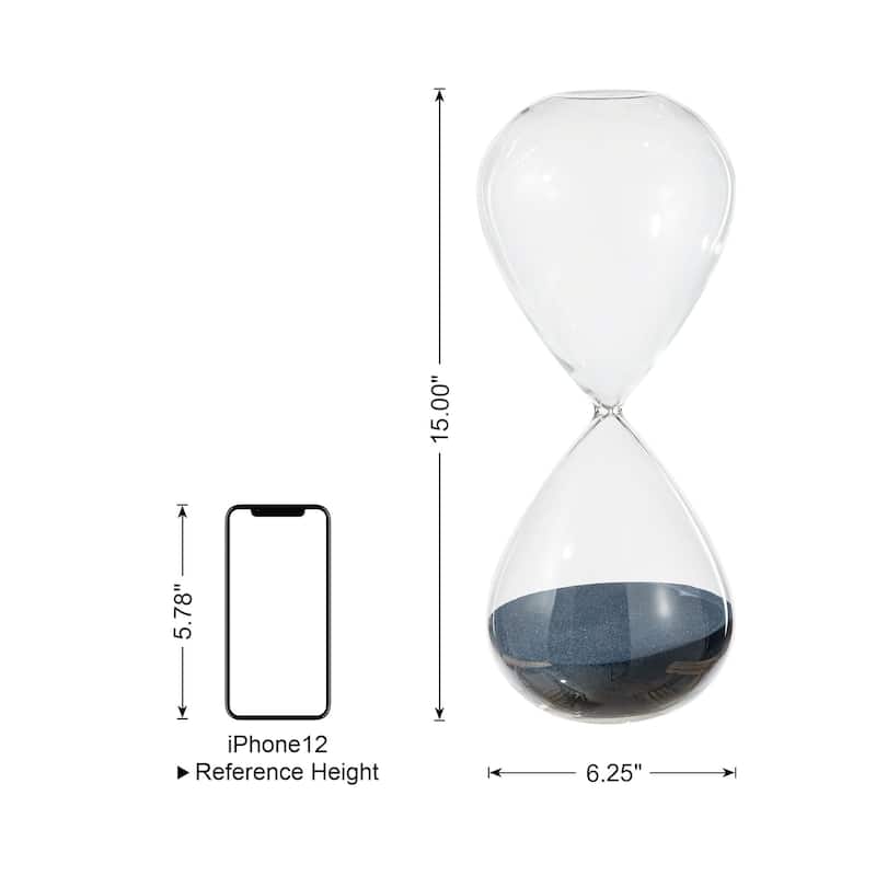 Glitzhome 15"H Oversized Hourglass With Blue Sand 90-Minute Sand Timers