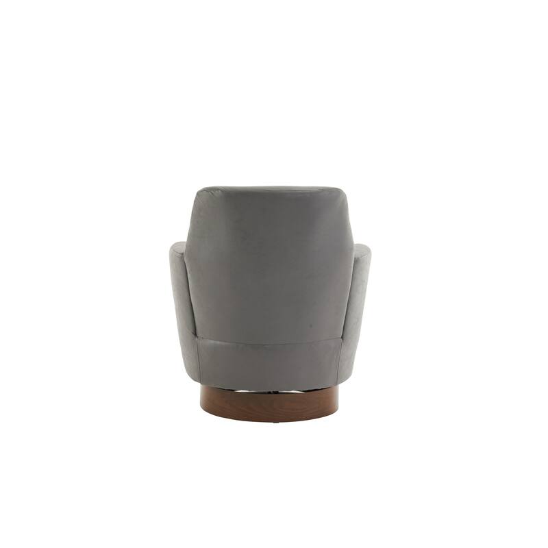 PU Leather Upholstered Swivel Barrel Chair, Ergonomic Single Sofa Chair, Lounge Reading Chair with Stainless Steel Base