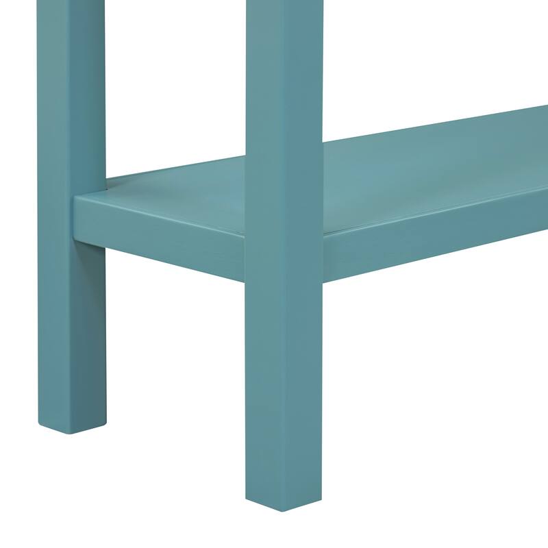 60" Long Sofa Table Entryway Console Table with 4 Drawers & Storage Shelf for Living Room Hallway Side Table, Turquoise Green