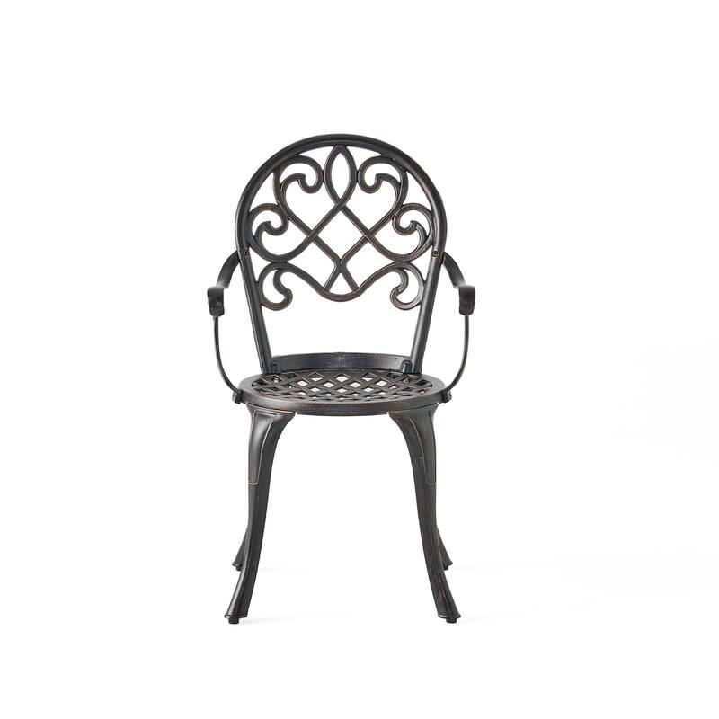 Outdoor Bistro Table Set with 2 Chairs and an Ice Bucket, Coppertone