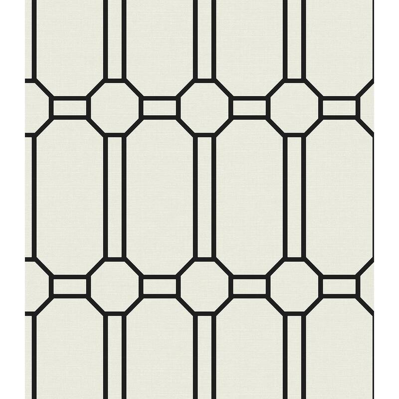 Seabrook Designs Parvin Lattice Unpasted Wallpaper - 27 in. W x 27 ft. L - Metallic Ebony