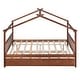preview thumbnail 3 of 34, Full Size Wooden House Bed with Twin Size Trundle Bed Frame for Kids, Teens, Girls, Boys No Box Spring Needed, Easy Assembly